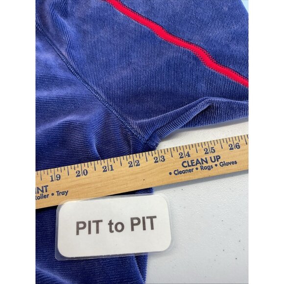 Free People Movement Sweatshirt Velour Cropped Oversized 1/2 zip boxy Blue sz LG - Picture 9 of 11